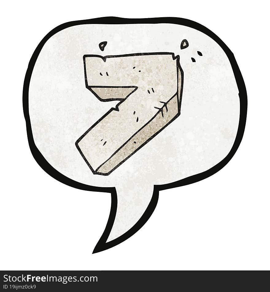 speech bubble textured cartoon stone number seven