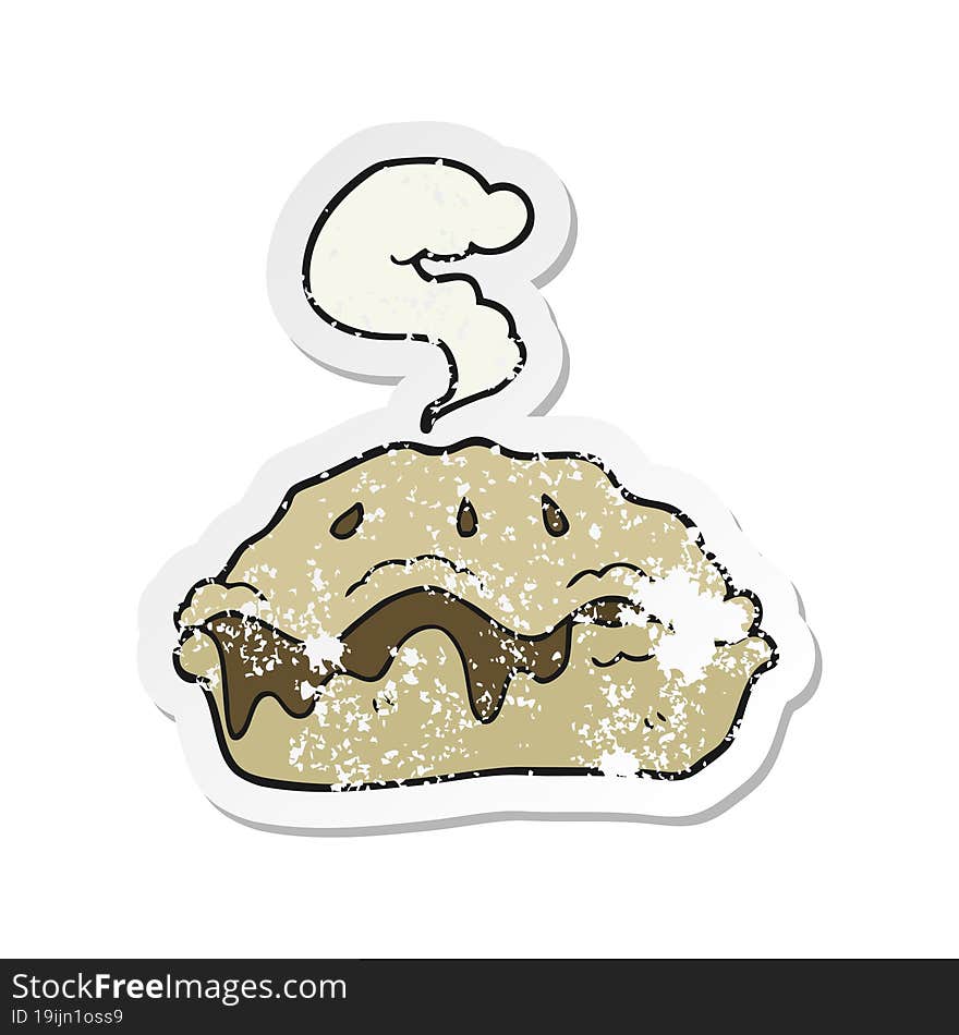 retro distressed sticker of a cartoon hot pie