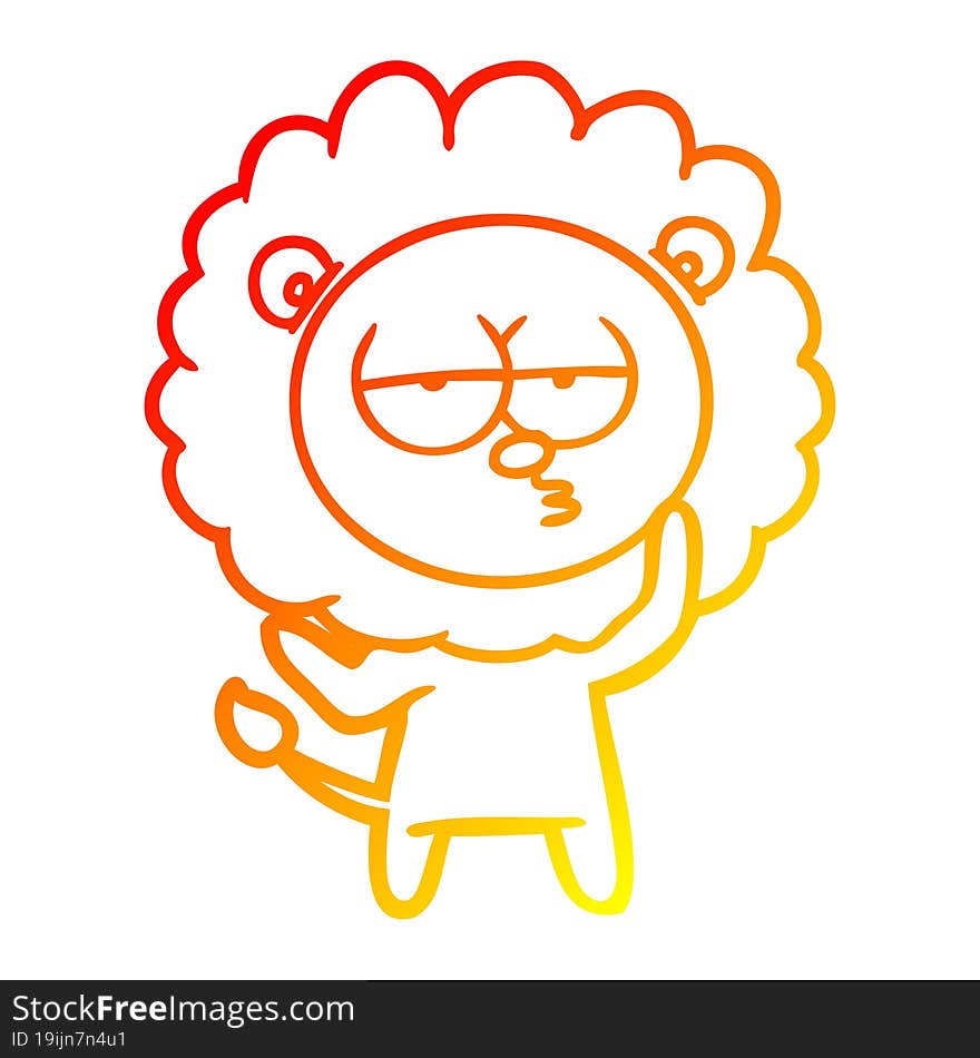 warm gradient line drawing cartoon tired lion