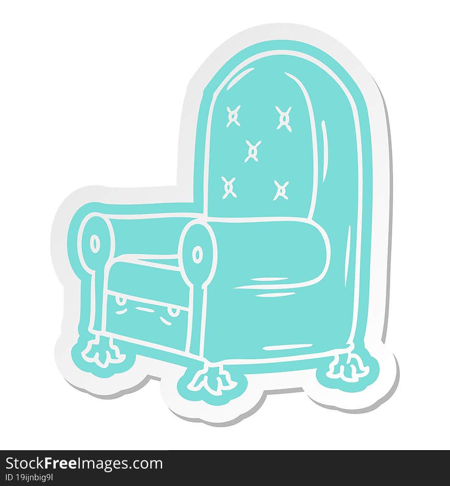 cartoon sticker of a blue arm chair