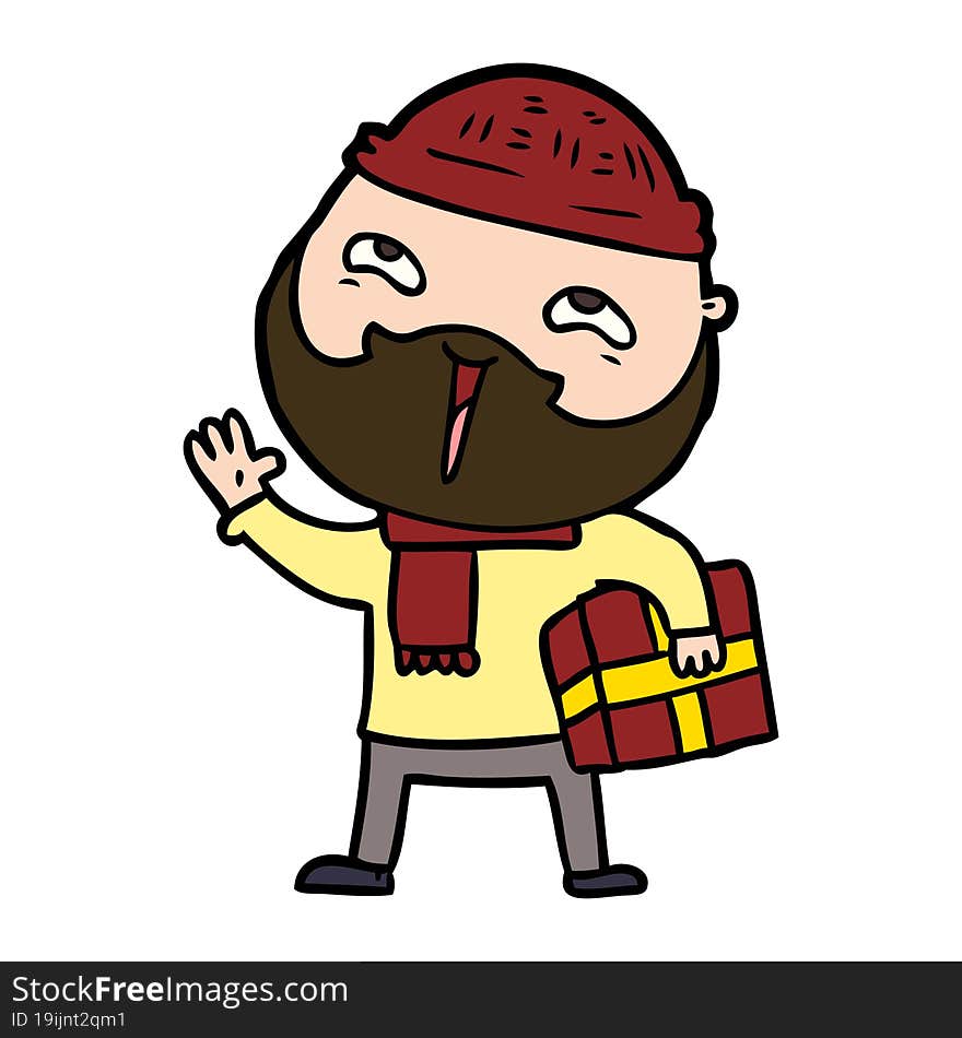 cartoon happy bearded man. cartoon happy bearded man