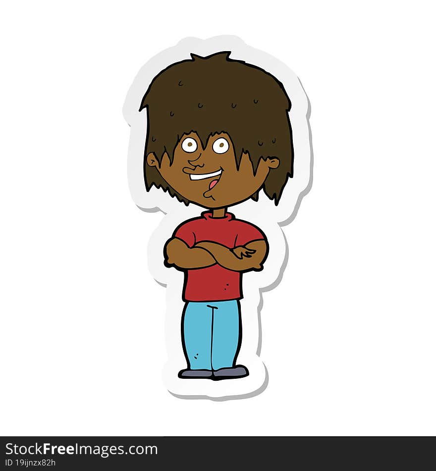 Sticker Of A Cartoon Happy Man