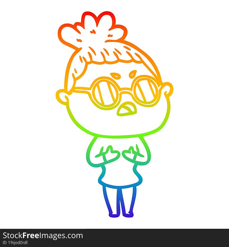 rainbow gradient line drawing cartoon annoyed woman