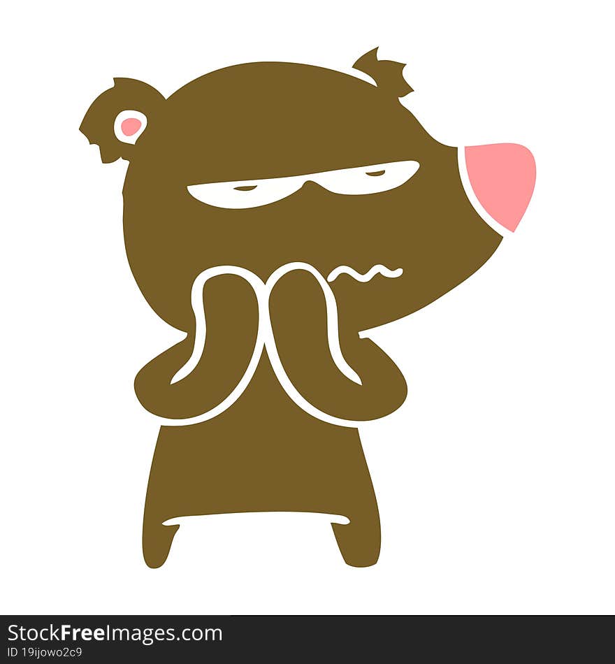 Angry Bear Flat Color Style Cartoon