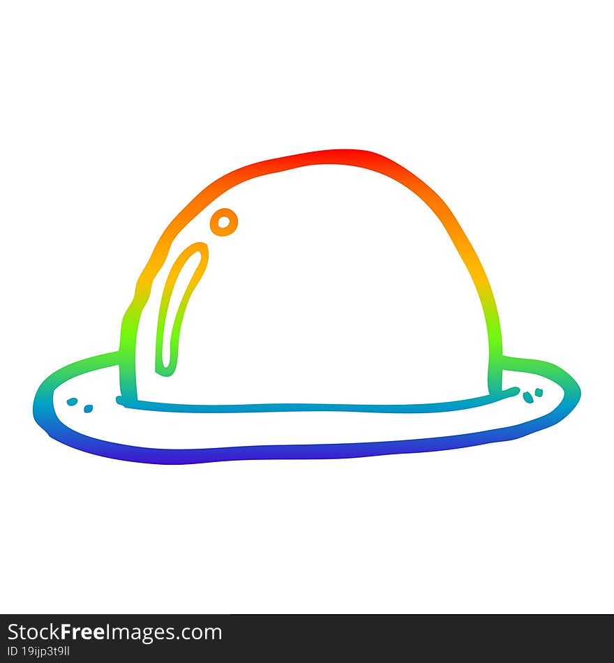 rainbow gradient line drawing cartoon bowler hat