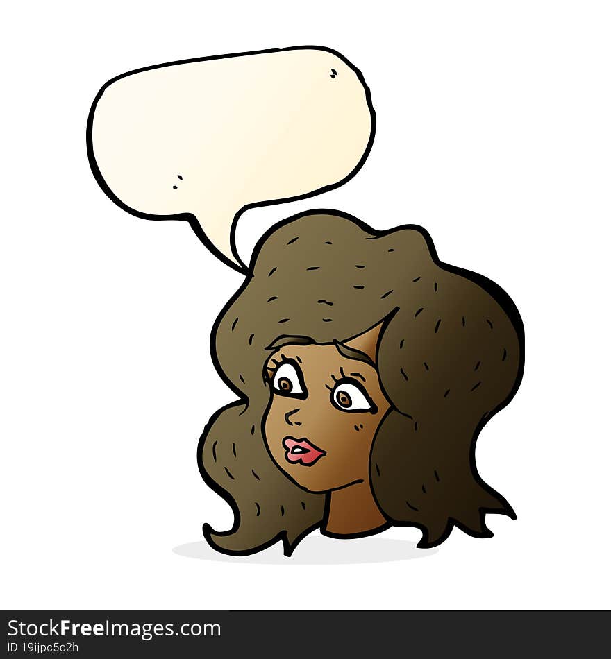 Cartoon Woman Looking Concerned With Speech Bubble