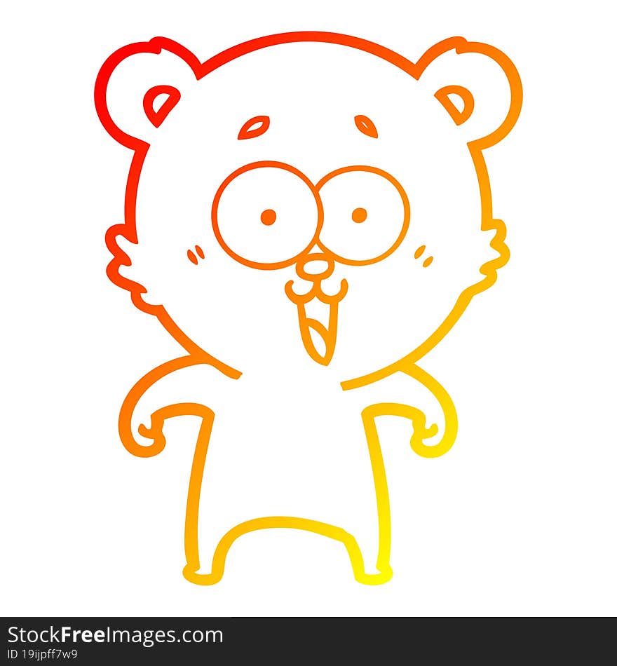 warm gradient line drawing laughing teddy  bear cartoon