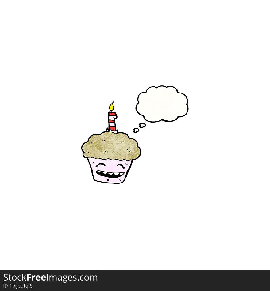 Cupcake With Candle Cartoon