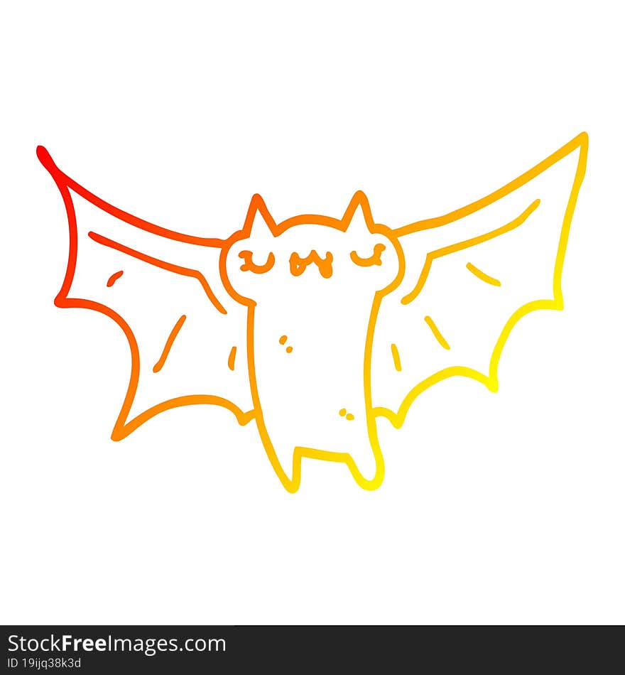 Warm Gradient Line Drawing Cute Cartoon Halloween Bat