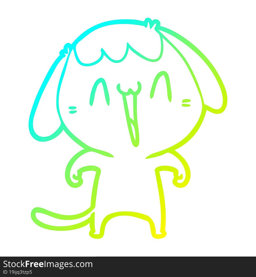 Cold Gradient Line Drawing Cute Cartoon Dog