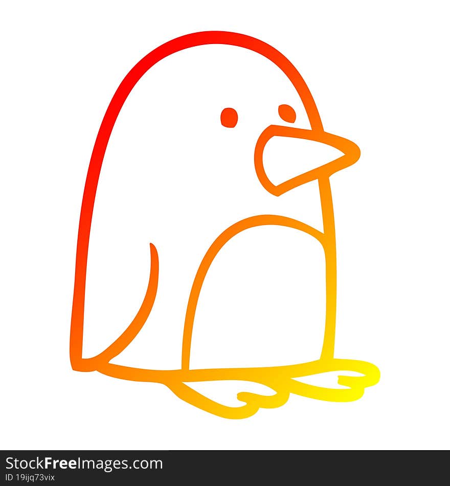 warm gradient line drawing cartoon small penguin