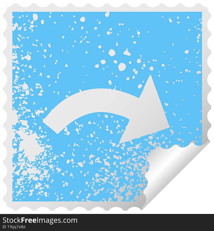 distressed square peeling sticker symbol pointing arrow