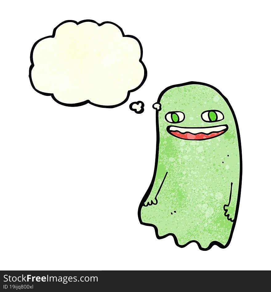 funny cartoon ghost with thought bubble