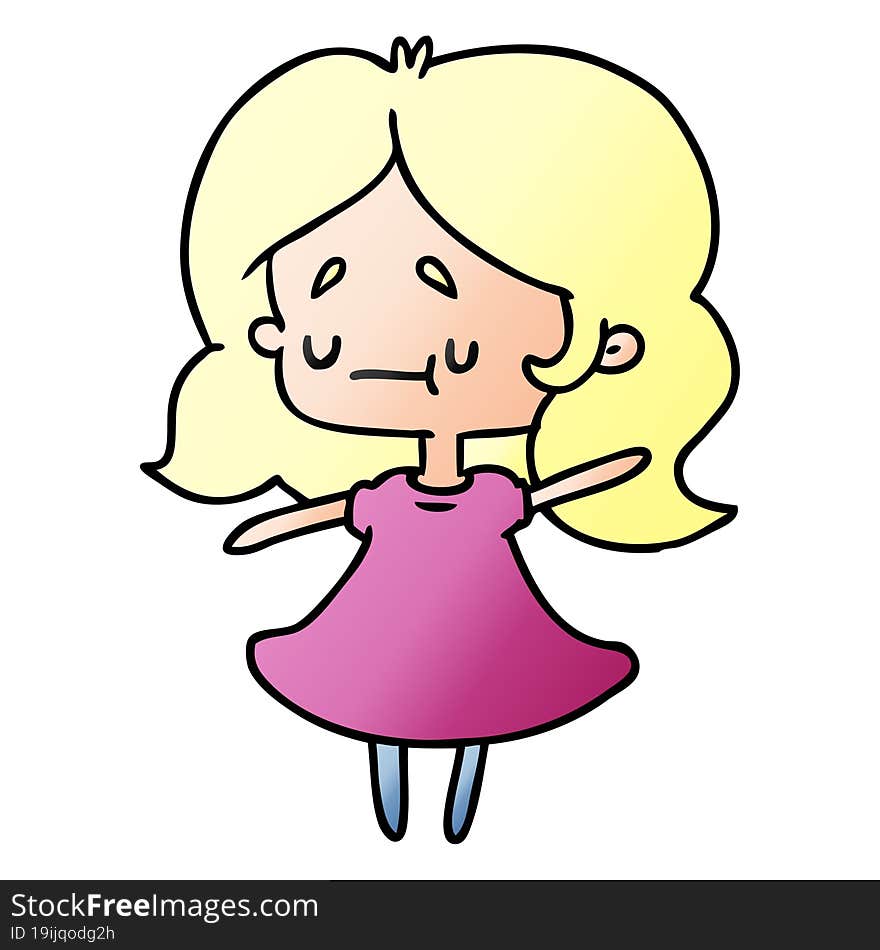 gradient cartoon illustration of a cute kawaii girl. gradient cartoon illustration of a cute kawaii girl