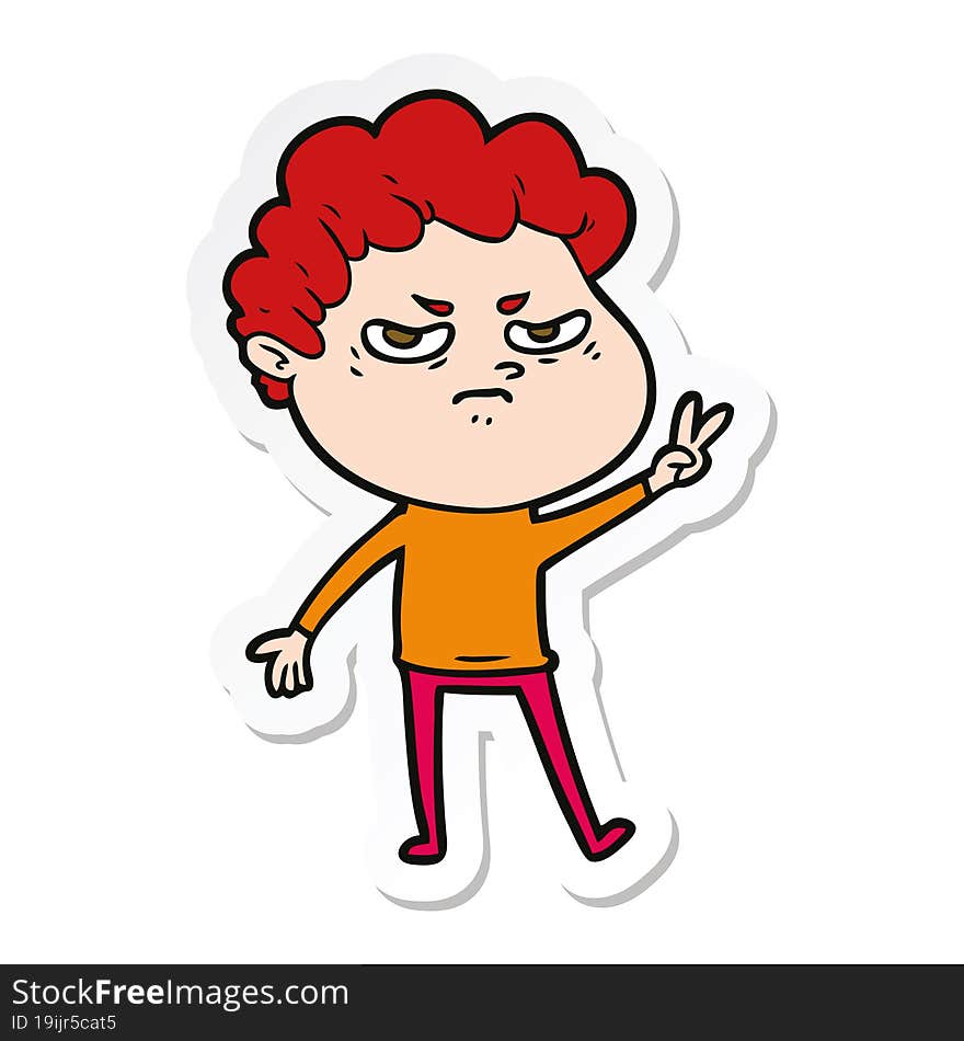 sticker of a cartoon angry man