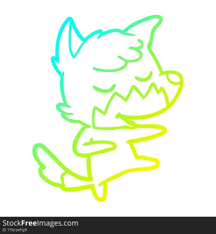 cold gradient line drawing friendly cartoon fox dancing