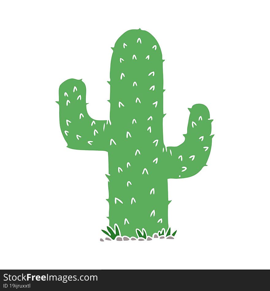 Flat Color Style Cartoon Cactus