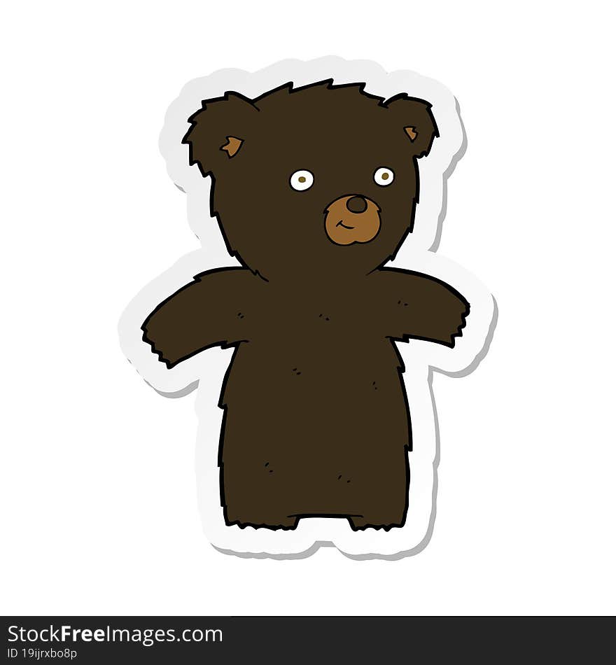 Sticker Of A Cute Cartoon Black Bear