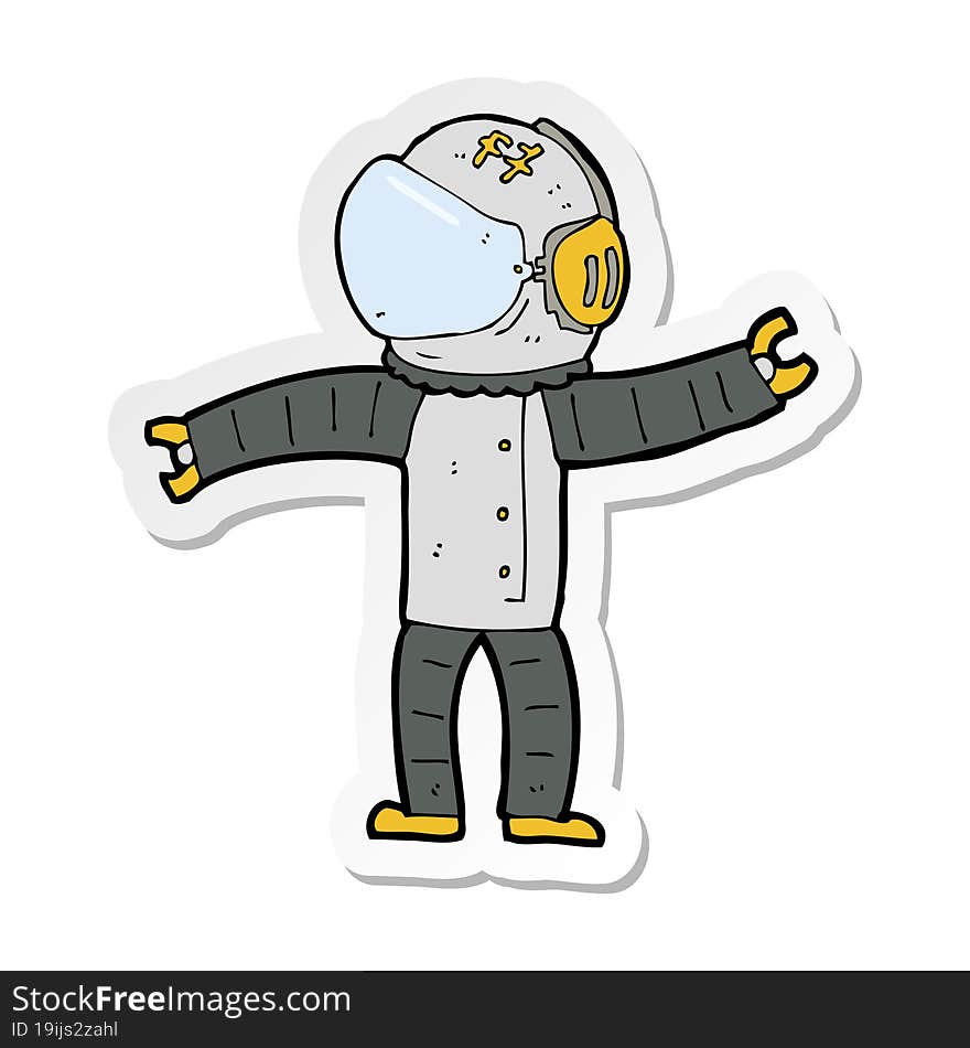 Sticker Of A Cartoon Astronaut