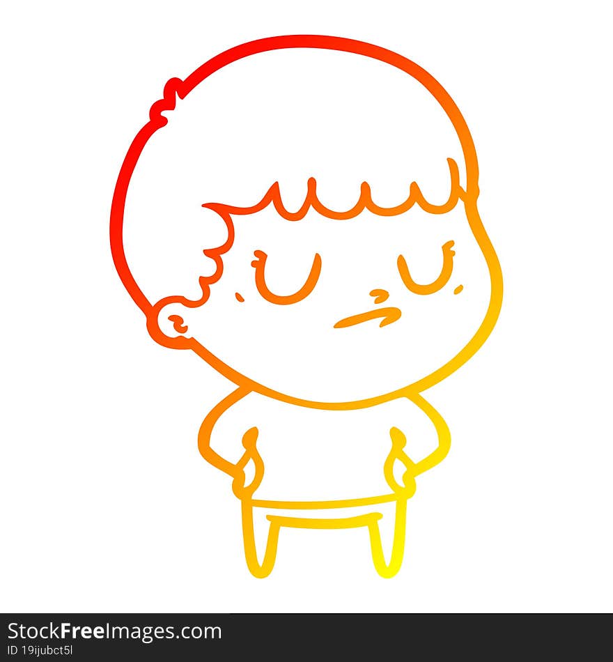 warm gradient line drawing cartoon grumpy boy