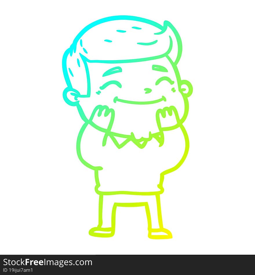 cold gradient line drawing of a happy cartoon man