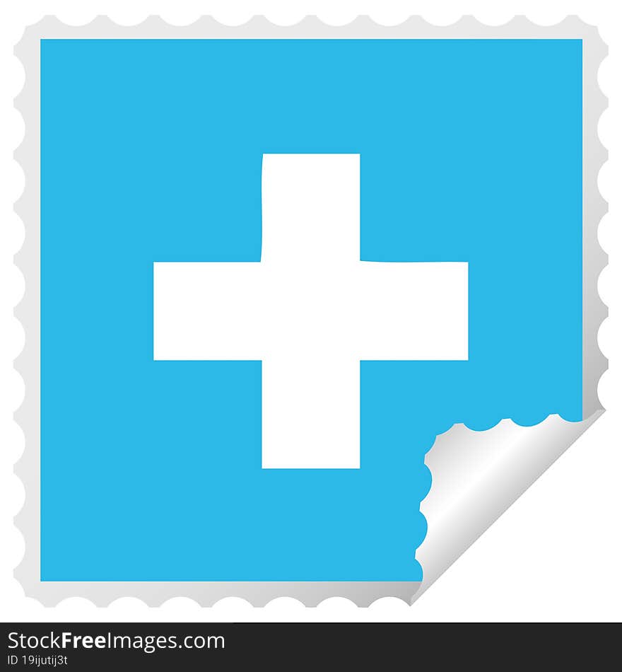 square peeling sticker cartoon addition symbol