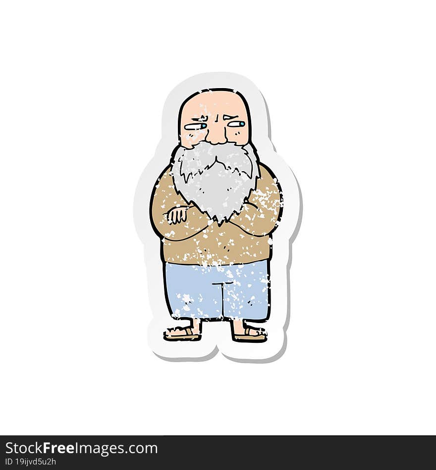 Retro Distressed Sticker Of A Cartoon Old Man