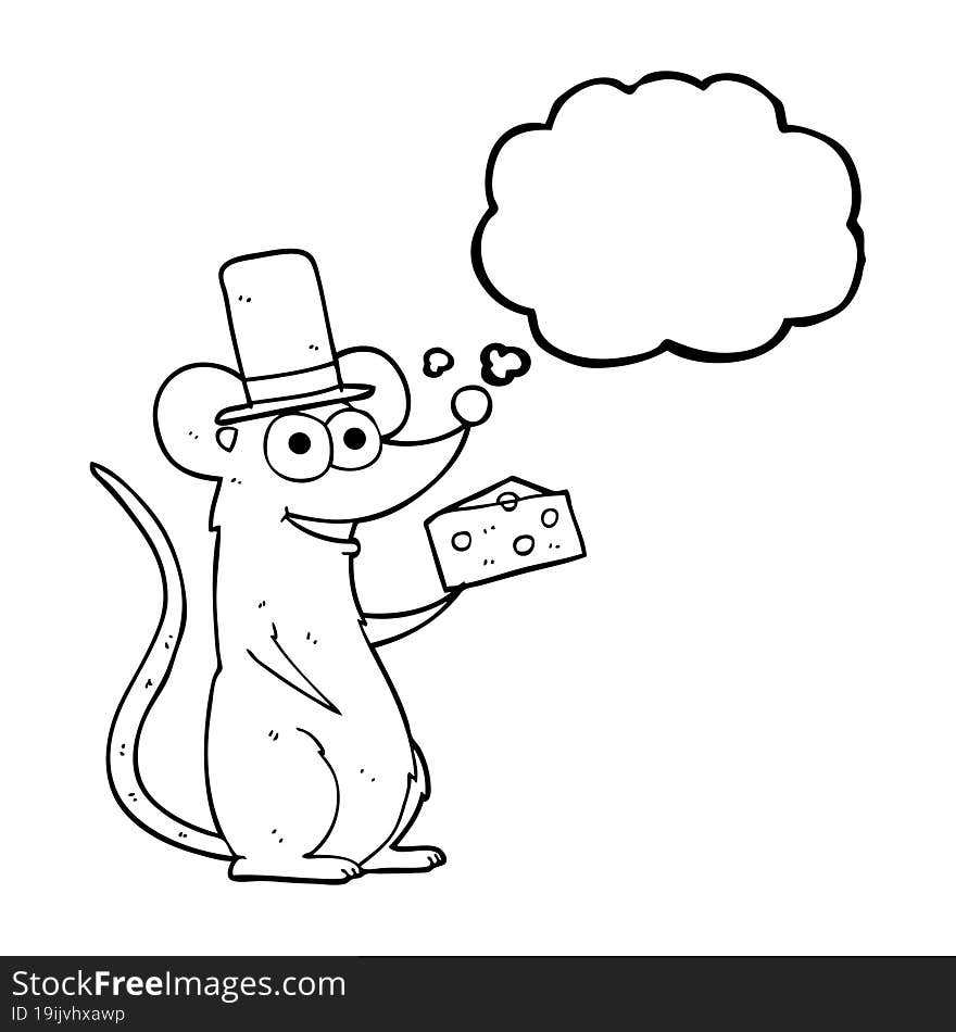 thought bubble cartoon mouse with cheese