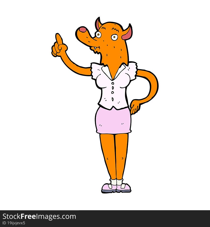 Cartoon Fox Woman With Idea