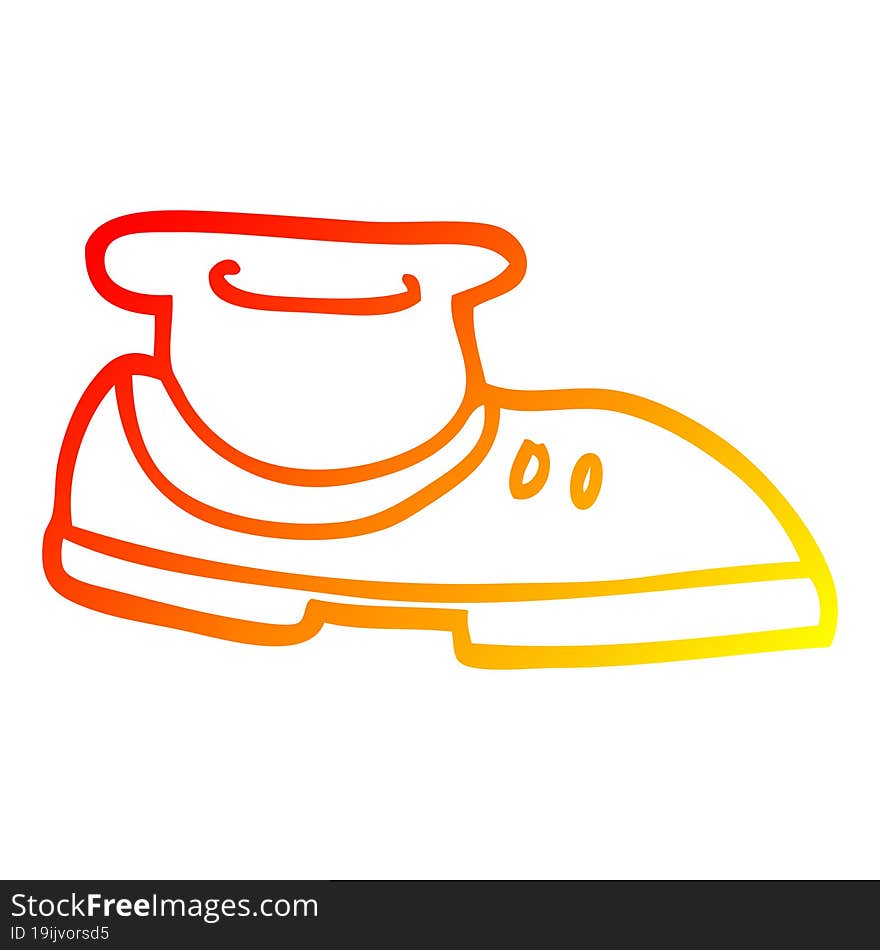 warm gradient line drawing of a cartoon shoe with sock