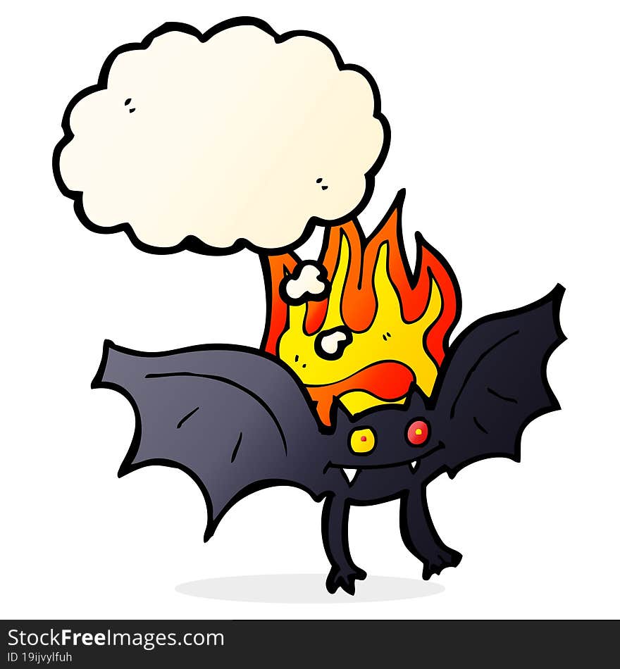 cartoon vampire bat with thought bubble