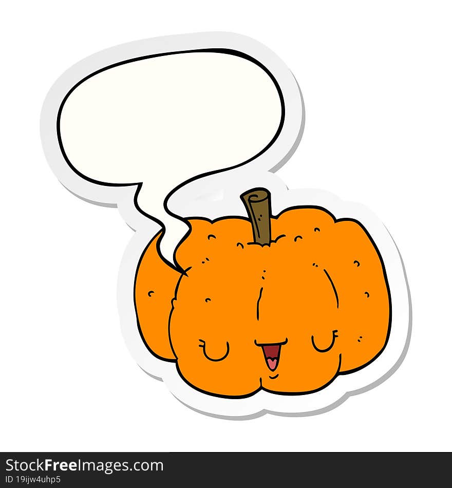 cartoon pumpkin and speech bubble sticker