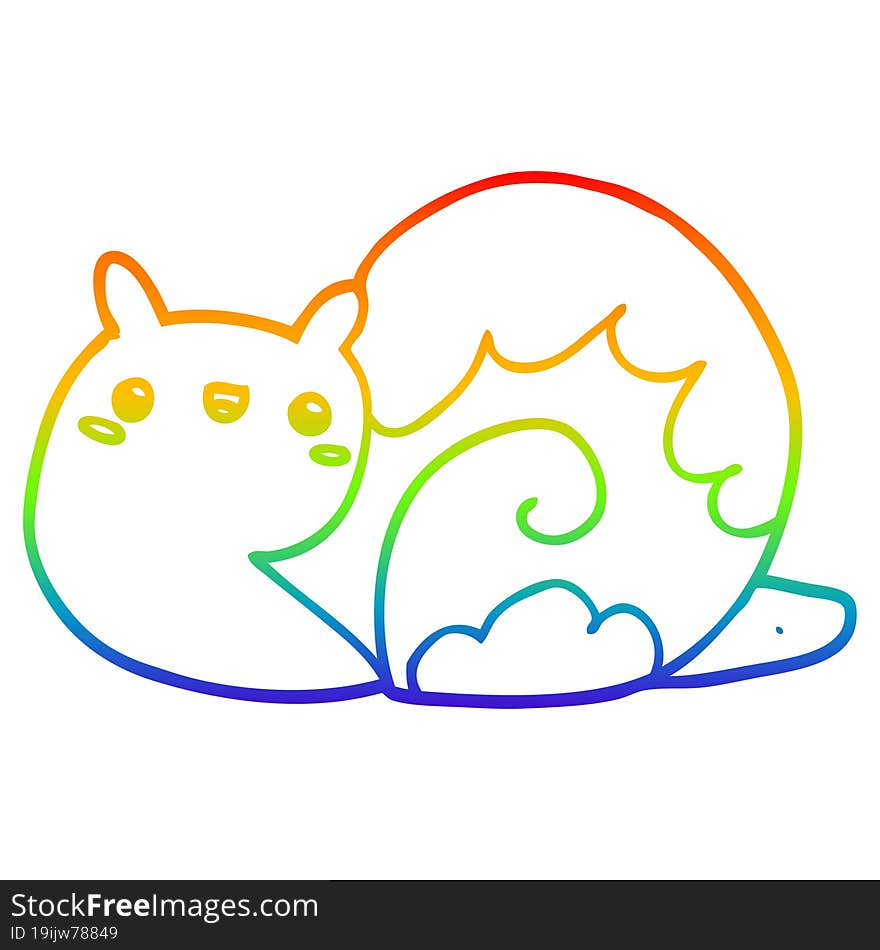 rainbow gradient line drawing of a cute cartoon snail