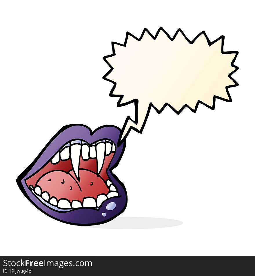 cartoon vampire mouth with speech bubble