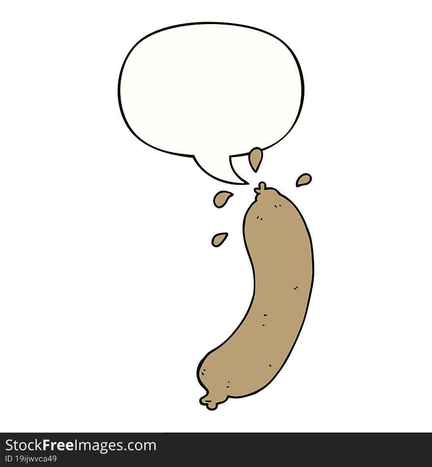 cartoon sausage and speech bubble