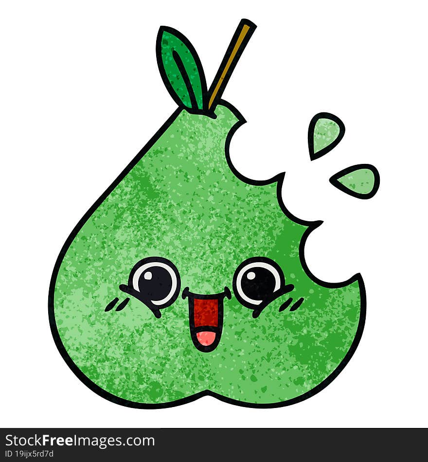 retro grunge texture cartoon green pear