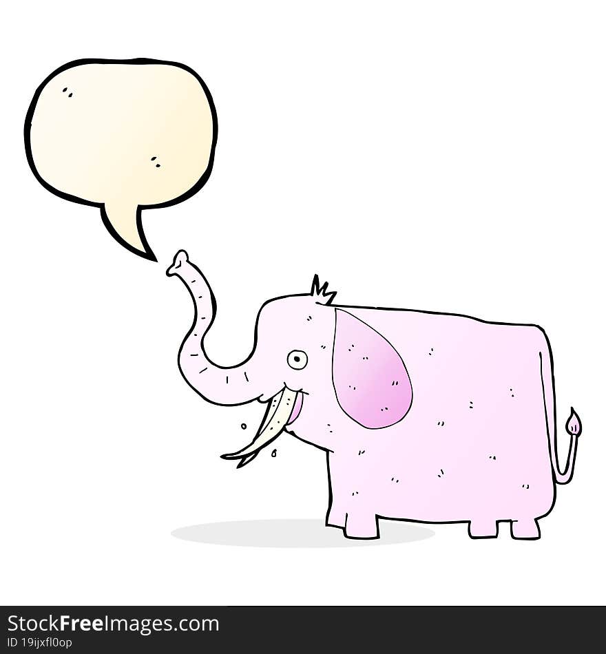 cartoon happy elephant with speech bubble