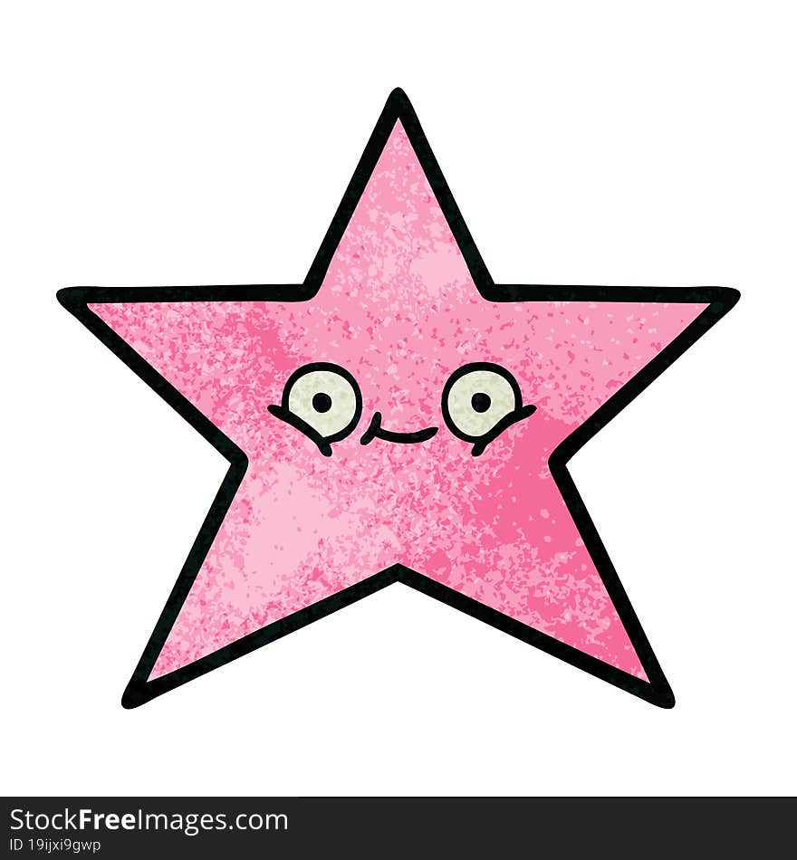 Retro Grunge Texture Cartoon Star Fish