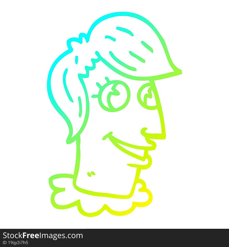 cold gradient line drawing cartoon human head