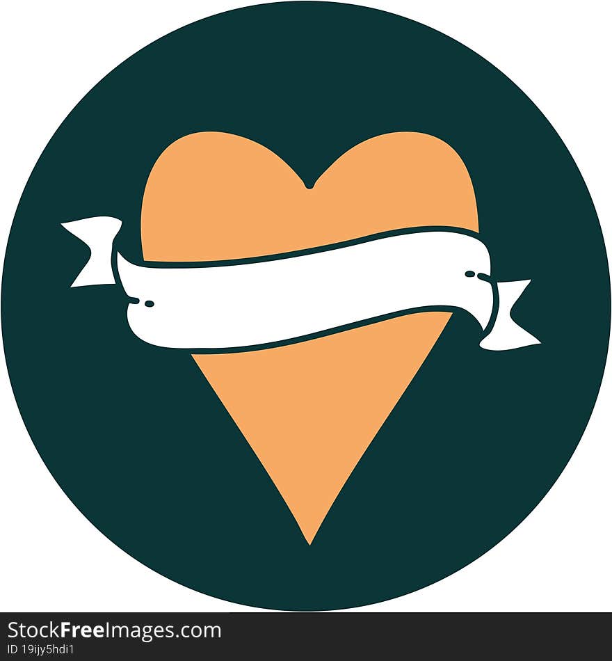 iconic tattoo style image of a heart and banner. iconic tattoo style image of a heart and banner