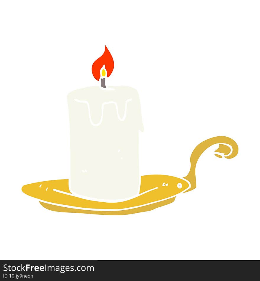 Flat Color Illustration Of A Cartoon Candle Lamp