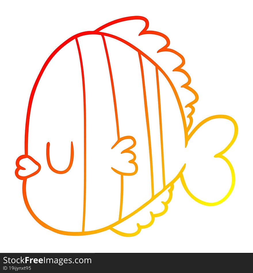 warm gradient line drawing cartoon exotic fish