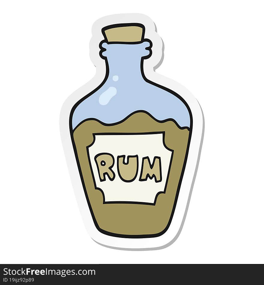 sticker of a cartoon rum bottle