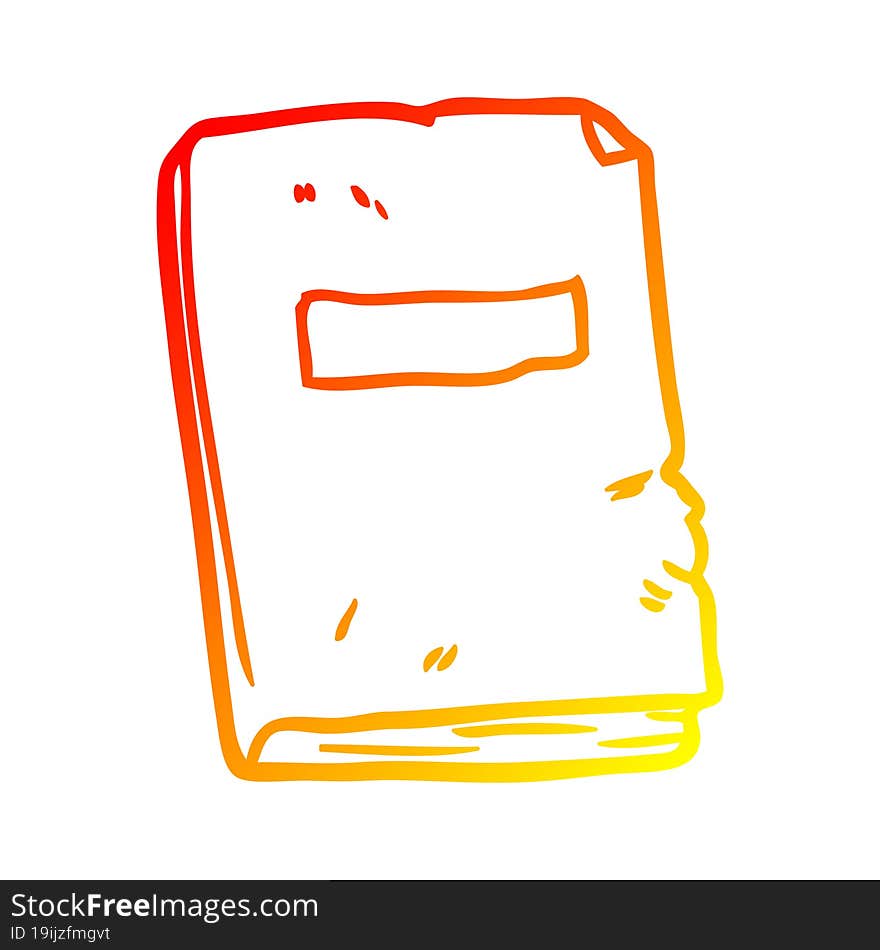 warm gradient line drawing battered old notebook