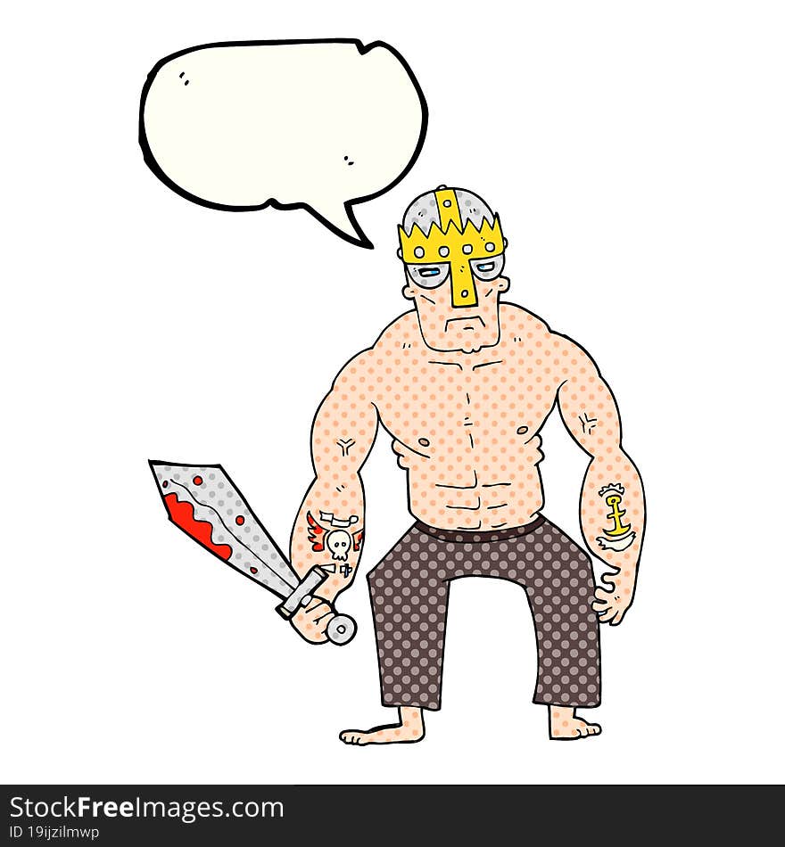 Comic Book Speech Bubble Cartoon Warrior