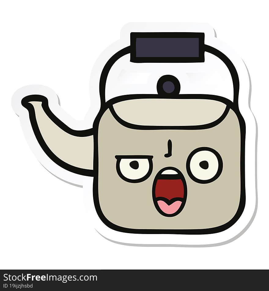 sticker of a cute cartoon kettle