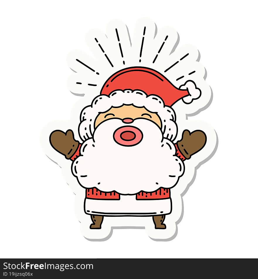 sticker of a tattoo style santa claus christmas character