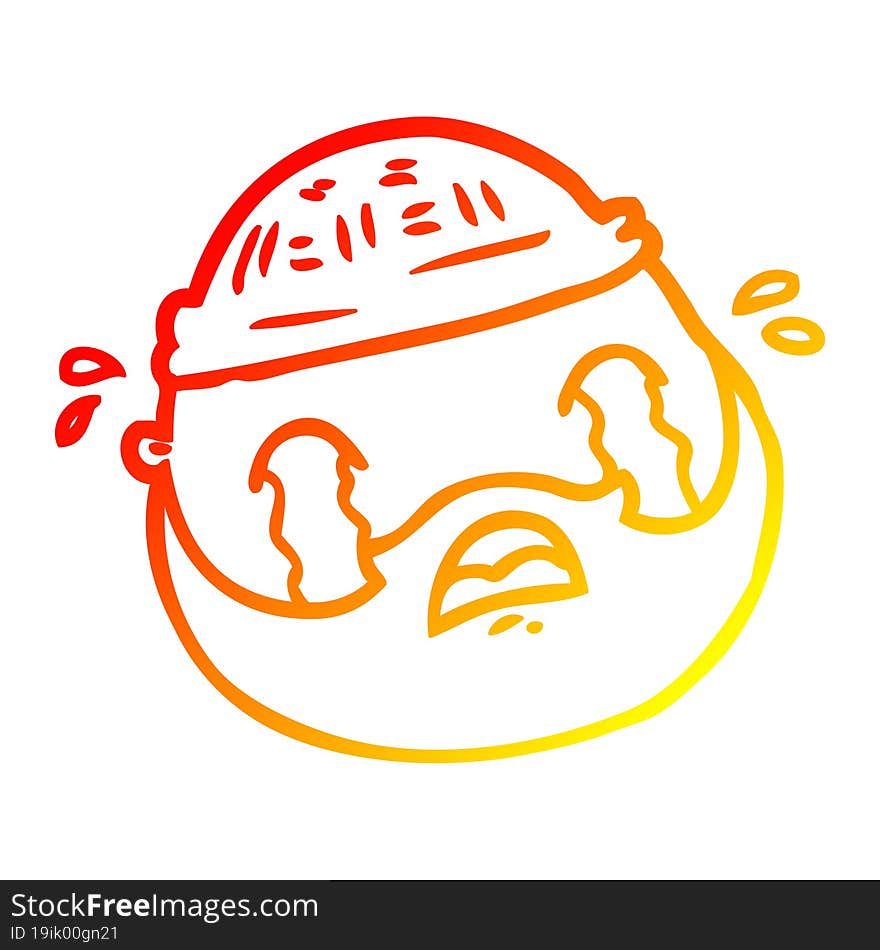 Warm Gradient Line Drawing Cartoon Male Face With Beard