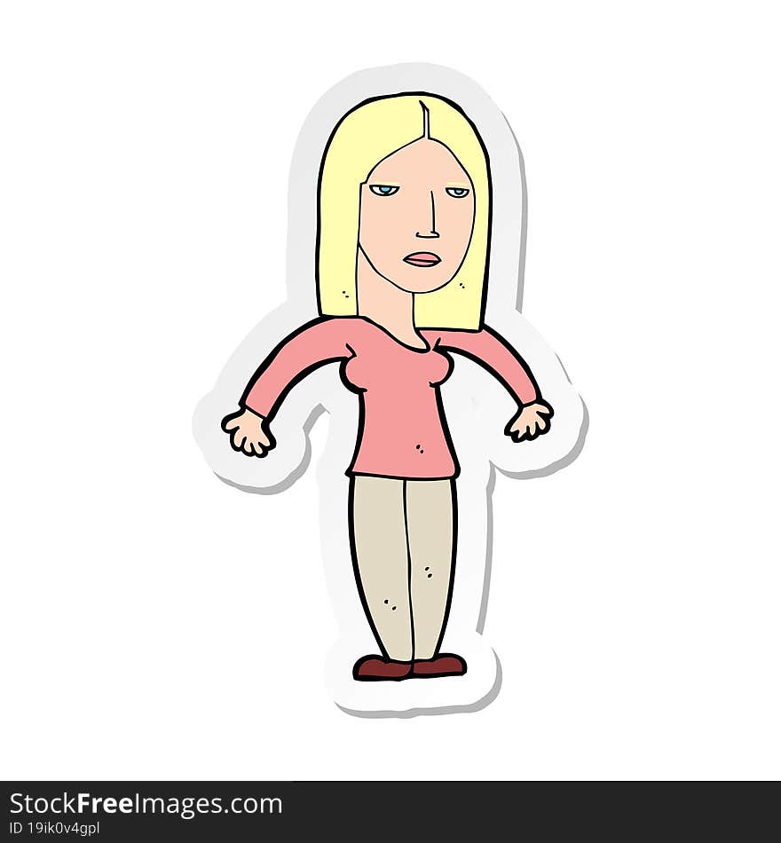 sticker of a cartoon annoyed woman