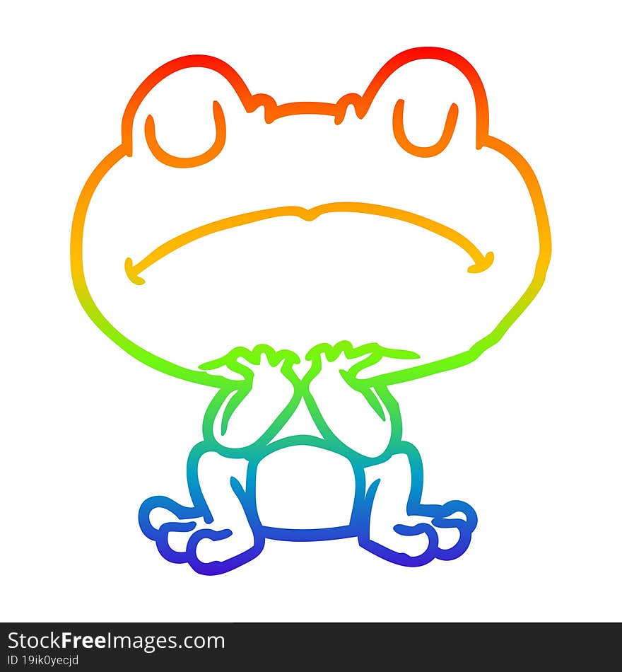 rainbow gradient line drawing frog waiting patiently